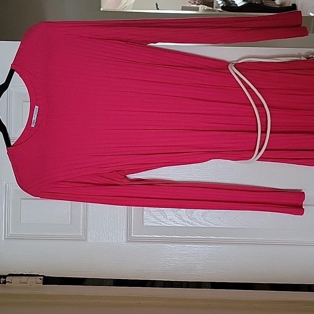 Pink long sleeve midi dress